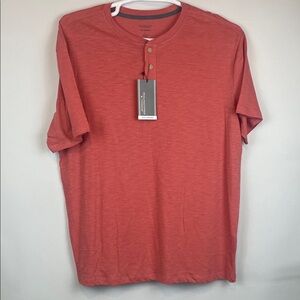 Roundtree & Yorke Red Henley Shirt cotton soft washed size L